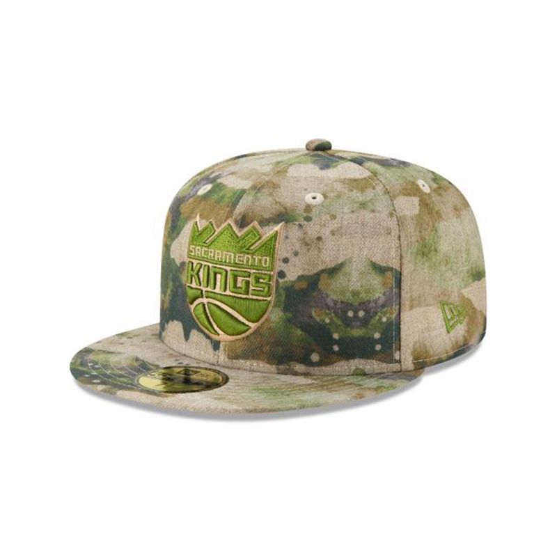 NBA Sacramento Kings Abstract Camo 59Fifty Fitted (OXQ2556) - Brown New Era Caps